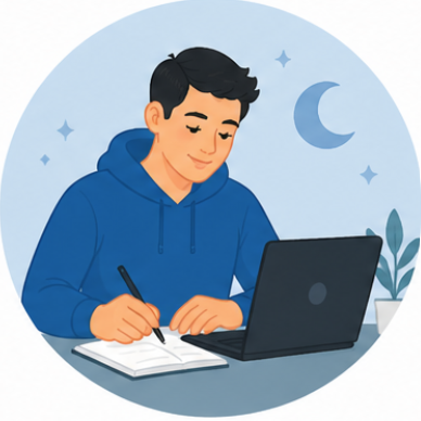 A student managing stress and sleep